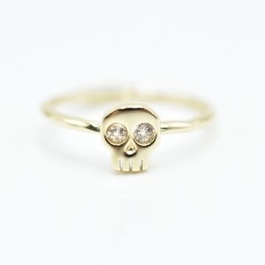14k Gold Vermeil Crystal Hollywood Forever Skull Ring